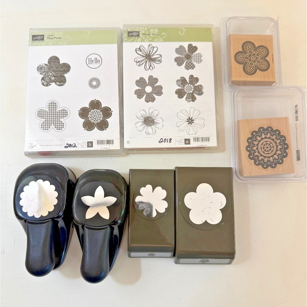 8 STAMPIN UP Retired Photopolymer Floral Embossing Stamps Whale Tale Punches